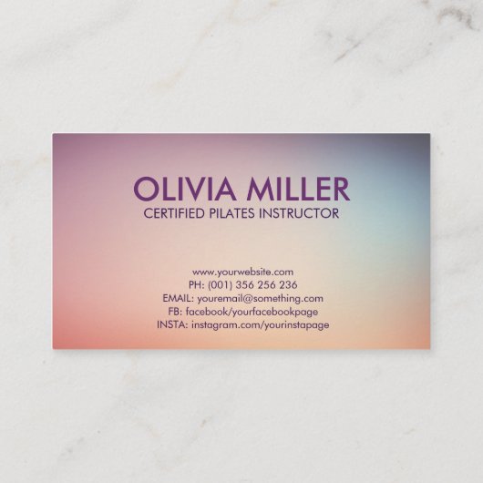 Cool Minimal Pilates Instructor Visitenkarte (Rückseite)