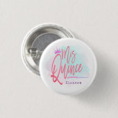 Cool Mis Quince Blush Pink Script Name Button (Vorne & Hinten)