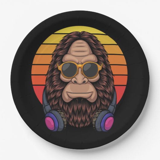 cool mit Brille und Kopfhörer Pappteller (Vorderseite)