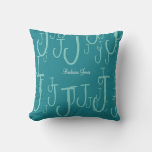 cool mit Monogramm türkisblau Kissen Für Draußen