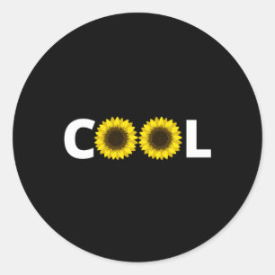 Cool - mit Sonnenblumen Runder Aufkleber
