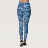 Cool Modern Blue Tribal Mud Tuch Leggings (Rückseite)