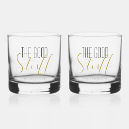 Cool Modern Elegant Good Stuff Gold Black Name Whiskyglas