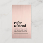 Cool Modern Faux Rose Gold Bold Beauty Salon Empfehlungskarte (Vorderseite)