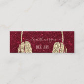 Cool Modern Gold Glitzer Headphone DJ Red Glitzer Mini Visitenkarte (Vorderseite)