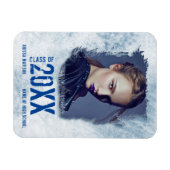 Cool Modern Grunge Foto Blue Grad Ankündigung Magnet (Horizontal)