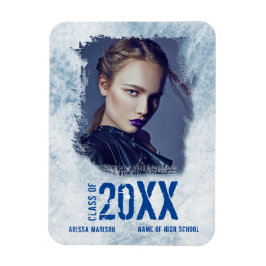 Cool Modern Grunge Foto Blue Grad Ankündigung Magnet