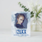 Cool Modern Grunge Foto Blue Grad Ankündigung Postkarte (Stehend Vorderseite)