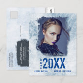 Cool Modern Grunge Foto Blue Grad Ankündigung Postkarte (Vorne/Hinten)