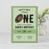 Cool Modern Little Rookie Football 1. Geburtstag Einladung (Stehend Vorderseite)