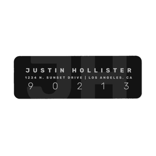 Cool-Modern-Monogramm | Dunkelgraue Rücksendeadres (Vorne)