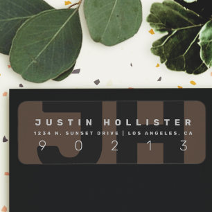 Cool-Modern-Monogramm   Dunkle Grays Rücksendeadre