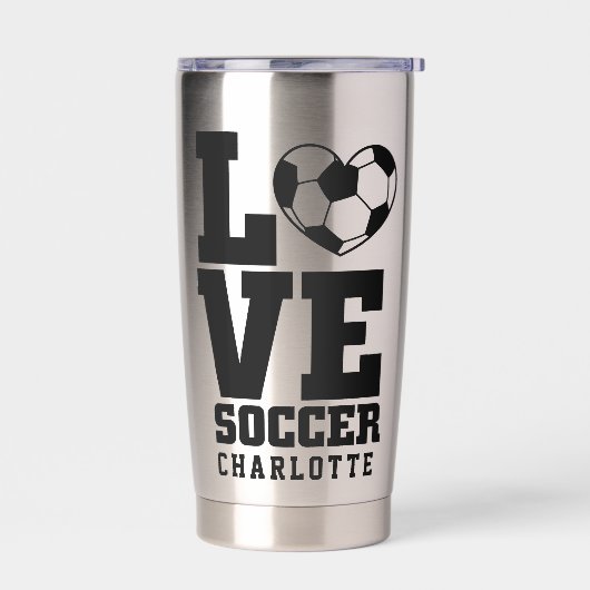 Cool Modern Soccer Liebe Personalisiert Name Thermobecher (Links)