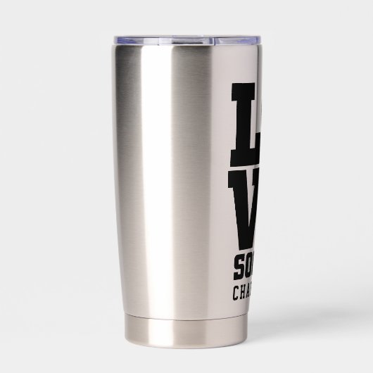 Cool Modern Soccer Liebe Personalisiert Name Thermobecher (Vorderseite)