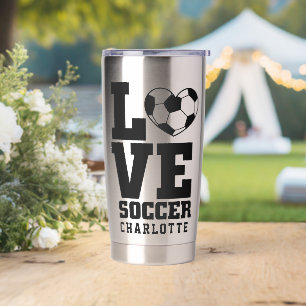 Cool Modern Soccer Liebe Personalisiert Name Thermobecher