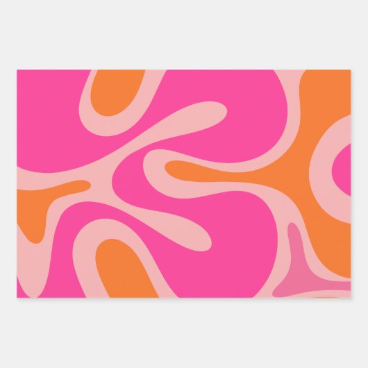 Cool Moderne Abstrakte Muster in Hot Pink & Orange Geschenkpapier Set (Vorderseite)