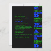 Cool moderne Bar Mitzvah Einladung Black Blue (Vorderseite)