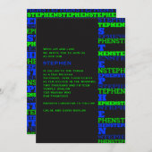 Cool Moderne Bar Mitzvah Einladung Stephen (Vorne/Hinten)