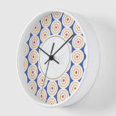 Cool Moderne blaue Orangenweiße konzentrische Kuns Uhr (Winkel)