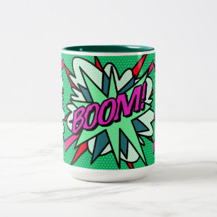 Cool moderne Comic-Book BOOM-Spaß Zweifarbige Tasse