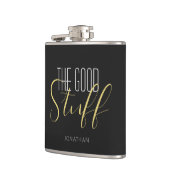 Cool Moderne Elegant Good Tuff Gold Black Name Flachmann (Links)