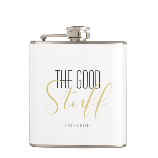 Cool Moderne Elegant Good Tuff Gold Black Name Flachmann (Vorderseite)