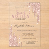 Cool Moderne Glitzer Tropfen Rose Gold Sweet 16 Acryleinladungen (Vorderseite)