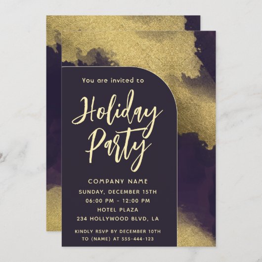 Cool moderne minimalistische Abstrakte Goldfarbe Einladung (Vorne/Hinten)