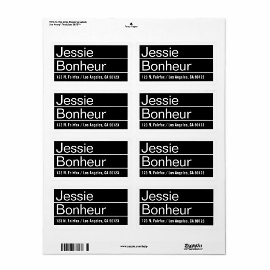 Cool Moderne Schwarz-Weiß-Rücksendeadresse (Vorne)