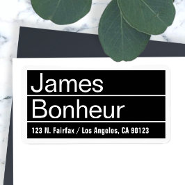 Cool Moderne Schwarz-Weiß-Rücksendeadresse Adressaufkleber