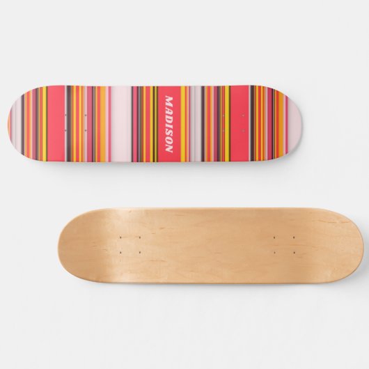 Cool Moderne Streifen Personalisierter Individuell Skateboard (Horizontal)