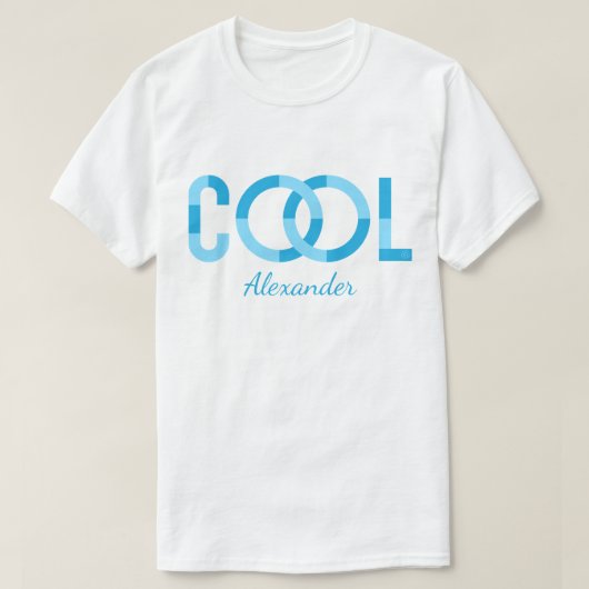 Cool | Moderner Name für Blaue Typografie T-Shirt (Design vorne)
