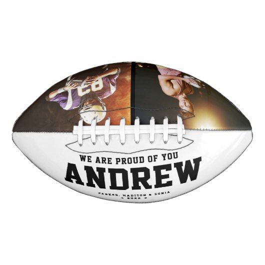 Cool Modernes Abschluss Geschenk 2 Foto Trendy Ein Football (Vorderseite)