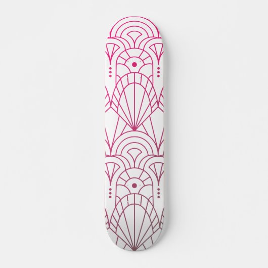 Cool Modernes Art Deco Rosa Weiß Muster Skateboard (Vorne)