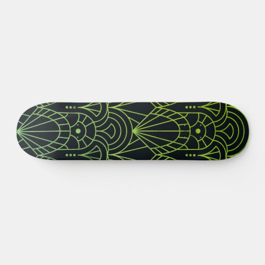 Cool Modernes Art Deco Schwarzes Muster Skateboard (Horizontal)