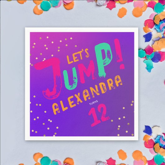 Cool Modernes Girl Lila Pink Trampolin Jump Party Serviette