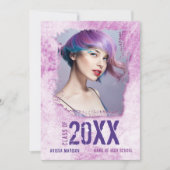 Cool Modernes Grunge 2 Foto Pink Lila Grad Ankündigung (Vorderseite)