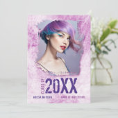 Cool Modernes Grunge 2 Foto Pink Lila Grad Ankündigung (Stehend Vorderseite)