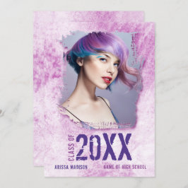 Cool Modernes Grunge 2 Foto Pink Lila Grad Ankündigung