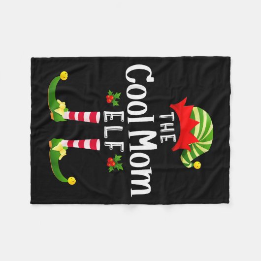 Cool Mom Christmas Elf Matching Pajama X-mas Party Fleecedecke (Vorderseite (Horizontal))