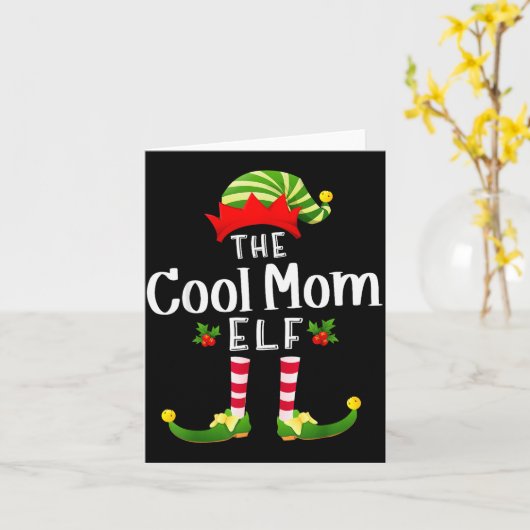 Cool Mom Christmas Elf Matching Pajama X-mas Party Karte (Gelbe Blume)