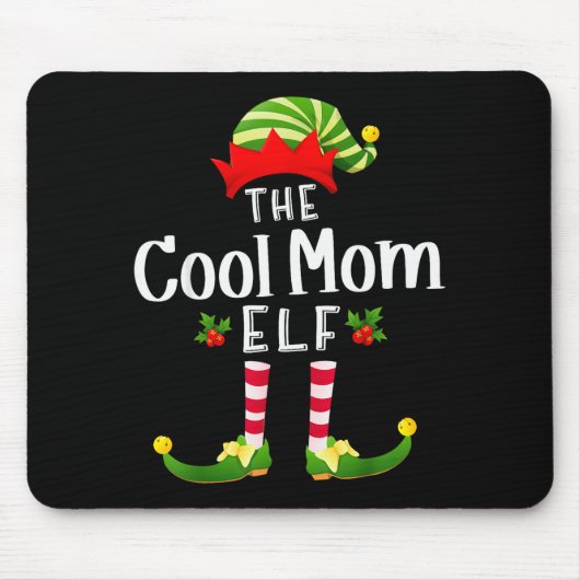 Cool Mom Christmas Elf Matching Pajama X-mas Party Mousepad (Vorne)