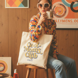 Cool Moms Club Retro Gelb und Blau Typografie Tragetasche