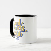 Cool Moms Club Retro Yellow Blue Coffee Typography Tasse (Vorderseite Links)