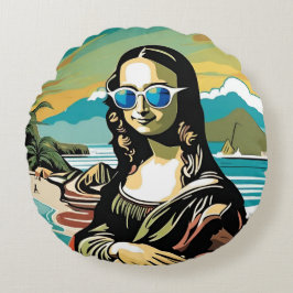 Cool Mona Lisa Rundes Kissen