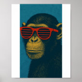 Cool Monkey with Red Sunglasses Poster (Vorne)