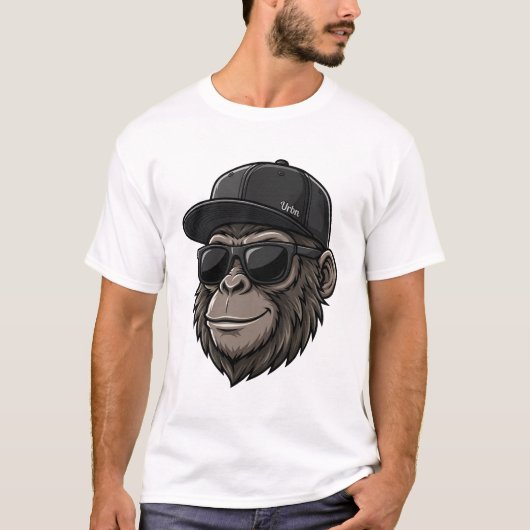 Cool Monkey with Sunglasses and Cap Graphic Tee (Vorderseite)