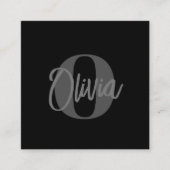 Cool Monochrome Black Grey Trendy Script Monogram Quadratische Visitenkarte (Vorderseite)