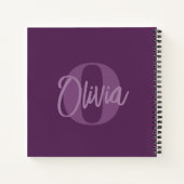 Cool Monochrome Purple Trendy Script Monogram Notizblock (Rückseite)