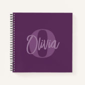 Cool Monochrome Purple Trendy Script Monogram Notizblock (Vorderseite)